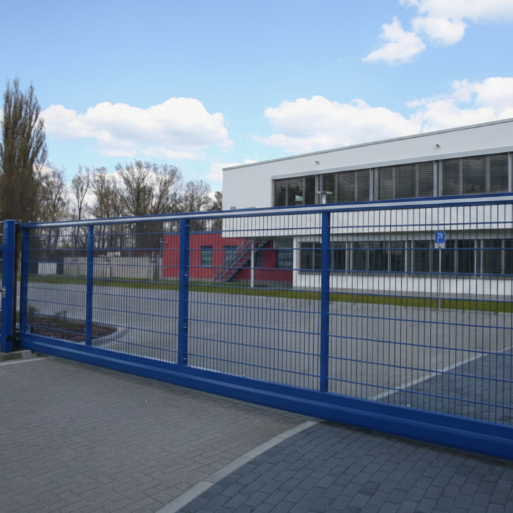 Secure metal rolling gate for residential and commercial use.